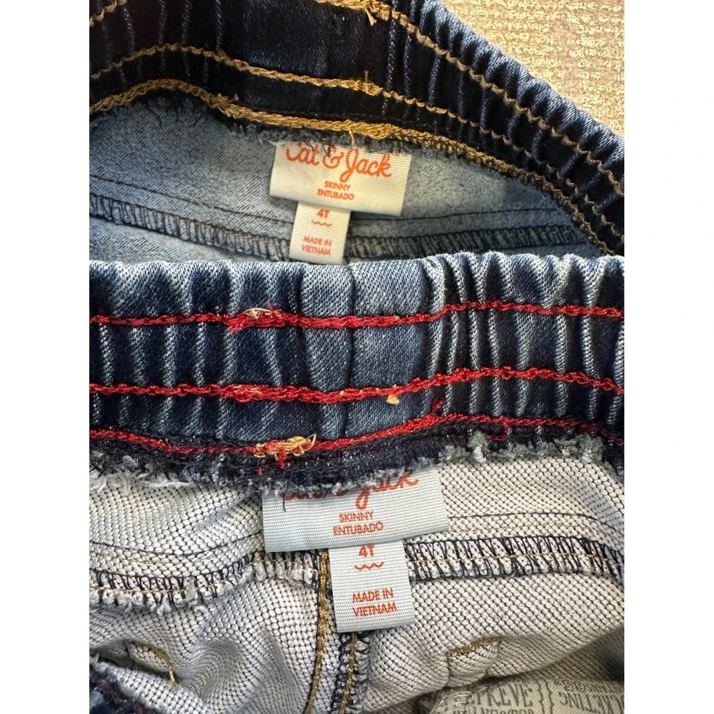 CAT & JACK Toddler Boys Pull-On Skinny Jeans Bundle Elastic Waist Stretch 4T